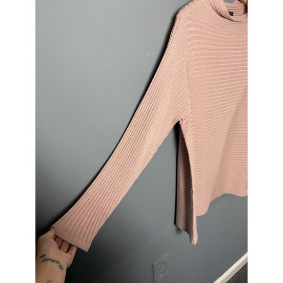 EILEEN FISHER Womens Plus Size 1X Light Pink Ribbed Merino Wool Pullover Sweater - Picture 3 of 6